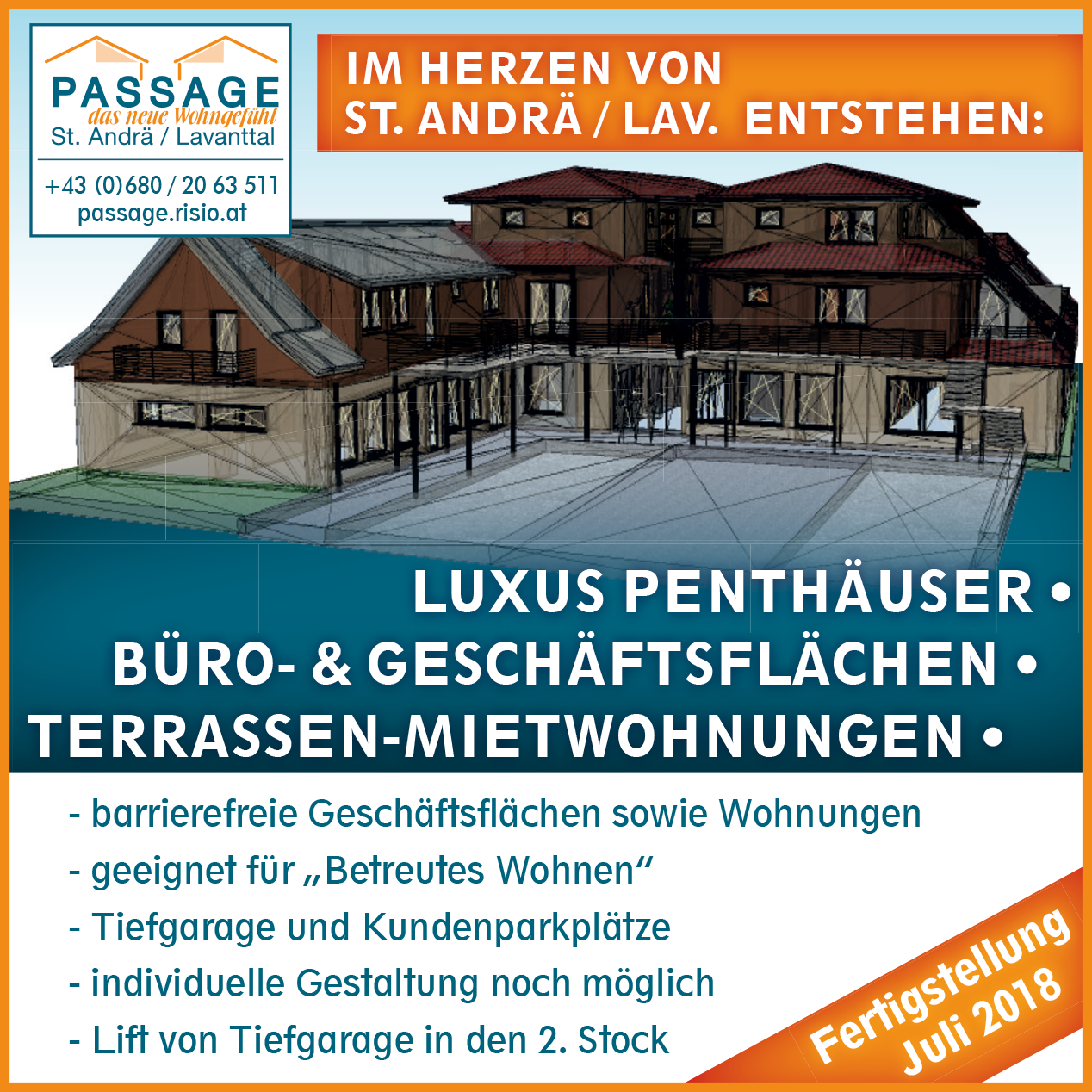 Passage, das neue Wohngefühl in St. Andrä im Lavanttal, Mietwohnung, Eigentumswohnung, Penthouse
